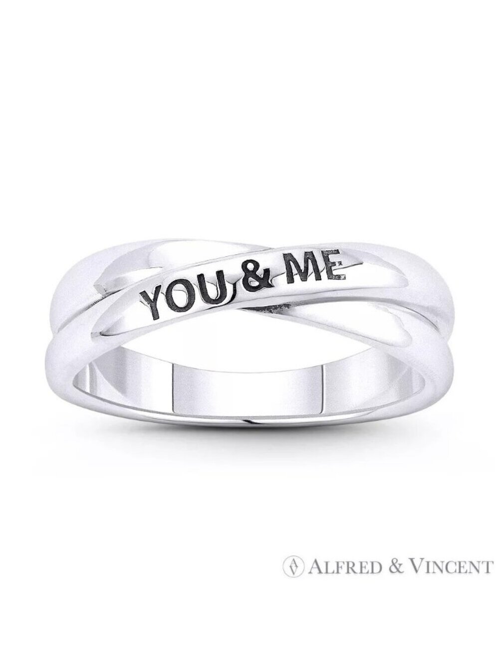 "You & Me" Love & Loyalty Promise Right-Hand Ring in .925 Sterling Silver Sz8